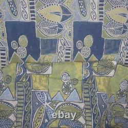 Vintage 90s upholstery fabric tapestry heavy woven abstract green blue 54x156