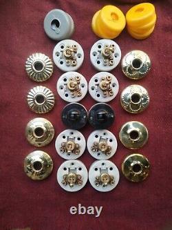 Vintage Brass Ceramic Bakelite 1 Way Electric Switch Sample 10 Pieces Home Decor