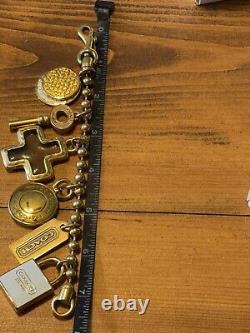 Vintage COACH Charm Bracelet, Chunky Statement Piece-6 Heavy Charms