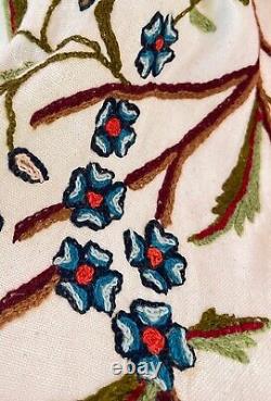 Vintage Hand Embroidered Crewel Yardage By the 2 Yard Piece XX980