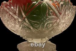 Vintage Heavy Depression Glass Bowl withPedestal With 7 Piece Unique Glass Fruit/Veg
