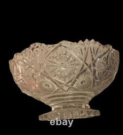 Vintage Heavy Depression Glass Bowl withPedestal With 7 Piece Unique Glass Fruit/Veg