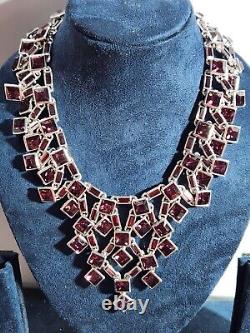 Women Choker Heavy 26X3cms Magenta Garnet In A White Gold Finish Designer Piece