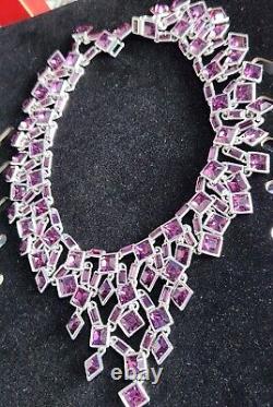 Women Choker Heavy 26X3cms Magenta Garnet In A White Gold Finish Designer Piece