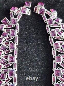 Women Choker Heavy 26X3cms Magenta Garnet In A White Gold Finish Designer Piece