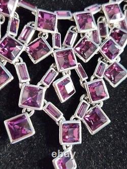 Women Choker Heavy 26X3cms Magenta Garnet In A White Gold Finish Designer Piece