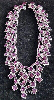 Women Choker Heavy 26X3cms Magenta Garnet In A White Gold Finish Designer Piece