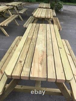 Wooden Duo Picnic table, Heavy Duty, fully Assembled, 4ft / 5ft / 6ft/7ft