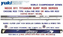 YUKI NEOX 911 TITANIUM 3pc SURF ROD+BAG+FREE CASE SLHMC CARBON SEA BEACHCASTER