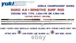 YUKI SAIKO A6 PLUS SENSITIVE SURF ROD SEA FISHING 3pc BEACHCASTER FUJI FITTINGS