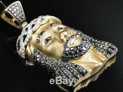 Yellow Gold Finish 2 Inch Diamond Jesus Face Piece Heavy Head Pendant Charm