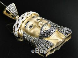 Yellow Gold Finish 2 Inch Diamond Jesus Face Piece Heavy Head Pendant Charm