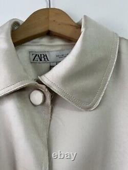 ZARA IVORY HEAVY SATIN SUIT, JACKET Size L, TROUSERS Size M, RRP £119.98 BNWT