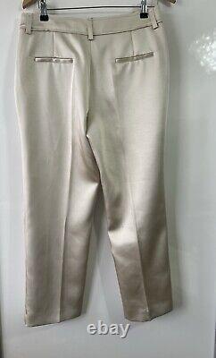 ZARA IVORY HEAVY SATIN SUIT, JACKET Size L, TROUSERS Size M, RRP £119.98 BNWT