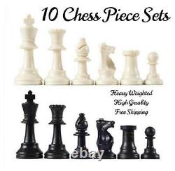 10 ensembles de pièces d'échecs de tournoi lourdes avec triple poids et reines supplémentaires - Roi de 3,75 pouces.