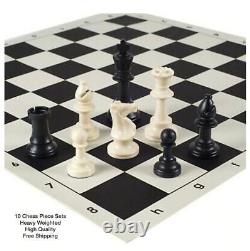 10 ensembles de pièces d'échecs de tournoi lourdes avec triple poids et reines supplémentaires - Roi de 3,75 pouces.