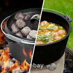 7 Pièces Heavy Duty Dutch Oven Cast Iron Cookware Camping Fire Cooking Box Nouveau