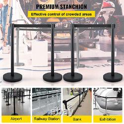 Barrière de contrôle de foule VEVOR avec poteau stanchion 4 pièces et ceinture noire de 2 m/6,6 ft