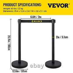 Barrière de contrôle de foule VEVOR avec poteau stanchion 4 pièces et ceinture noire de 2 m/6,6 ft