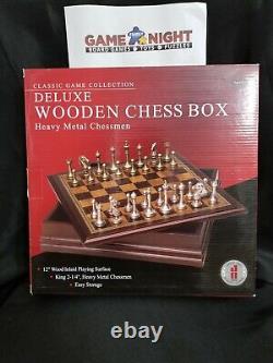 Boîte de luxe en bois pour échecs avec pièces en métal lourd/plateau Jeu d'échecs NOUVEAU LIVRAISON RAPIDE