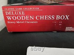 Boîte de luxe en bois pour échecs avec pièces en métal lourd/plateau Jeu d'échecs NOUVEAU LIVRAISON RAPIDE