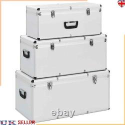 Boîtes de rangement en aluminium argenté verrouillables de haute résistance en 3 pièces, organisateur de boîte à outils - Royaume-Uni