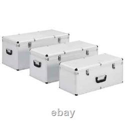 Boîtes de rangement en aluminium argenté verrouillables de haute résistance en 3 pièces, organisateur de boîte à outils - Royaume-Uni