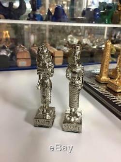 Brass Égyptien Jeu D'échecs Lourd Et Mère Et De La Carte Perle Bois Made In Egy