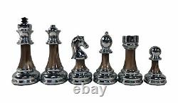 Classique Staunton Acrylique Métal Pièces D'échecs Lourds 3 1/2 Pouces Roi