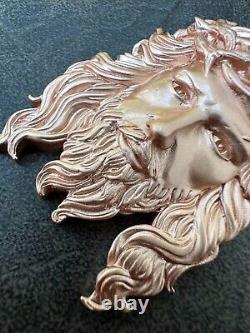 Collier pendentif Jésus en or rose massif 14 carats et argent sterling 925 TRÈS LOURD