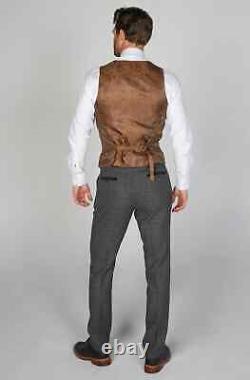 Costume trois pièces en tweed gris charbon pour homme, tissu lourd, coupe ajustée, mariage