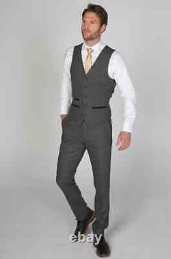 Costume trois pièces en tweed gris charbon pour homme, tissu lourd, coupe ajustée, mariage