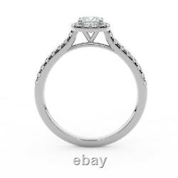 Dernière Pièce 0.60 Ct Princess Diamond Halo Engagement Ring, Heavy White Gold
