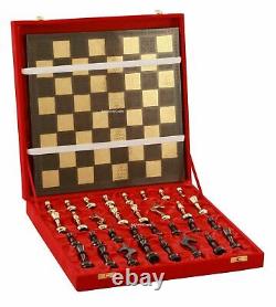 Ensemble d'échecs en métal de luxe en laiton lourd de 12 pouces avec plateau - Cadeau parfait