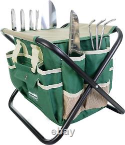 Ensemble d'outils de jardin, ensemble d'outils en acier inoxydable de 7 pièces, siège pliant robuste, dét