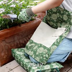 Ensemble de 8 outils de jardinage robustes avec manche en bois, sac de transport, coussin de genou, gants et sécateur.