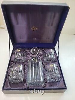 Ensemble de whisky ATLANTIS CRYSTAL 5 pièces - Carafe et verres lourds taillés en plomb de collection rare