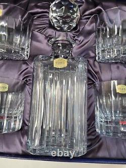 Ensemble de whisky ATLANTIS CRYSTAL 5 pièces - Carafe et verres lourds taillés en plomb de collection rare