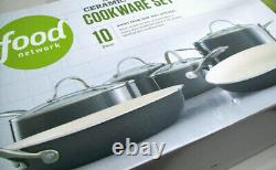 Food Network Lourd Gauge Aluminium Antiadhésif Céramique Intérieur 10piece Cookware Set