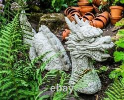 Grand Étui En Pierre De Dragon De 3 Pièces Ornement De Jardin Très Lourdit 65kg Par Dgs Uk