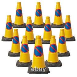 Lot de 12 cônes de signalisation lourds de 450 mm de hauteur, interdit de stationner / d'attendre, 2 pièces