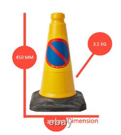 Lot de 12 cônes de signalisation lourds de 450 mm de hauteur, interdit de stationner / d'attendre, 2 pièces