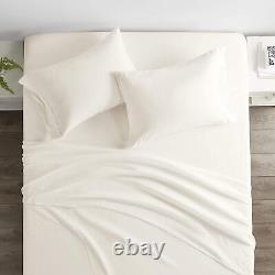 Luxueux draps de lit lourds et ensemble de couette 1000TC ivoire (crème) solide simple/double/roi