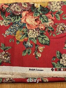 Magnifique tissu d'ameublement vintage RALPH LAUREN rouge à motifs floraux pour la maison, 70 Lx 54 L