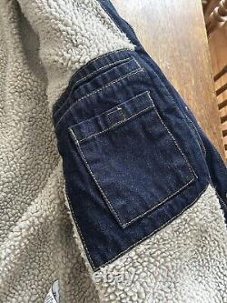 Manteau en denim d'hiver épais Vintage NOS Wrangler avec doublure en sherpa et patch, taille 3XL