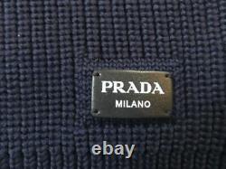 NWT PRADA Pull col roulé en tricot lourd marine avec boutons dorés 36/US 0 2 150 $