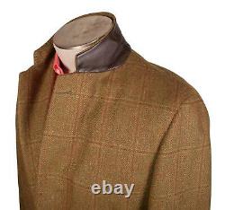Nouveau Belvest Heavy British Tweed Unlined Sportcoat Leather Trim Patch Pocket 40 R