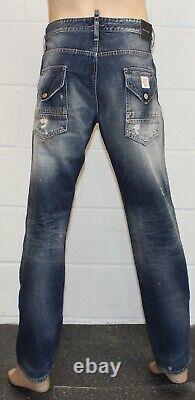 Nouveau avec étiquettes hommes DSQUARED 2 Jean Heavy repair patch taille 38 pouces prix de vente conseillé £310