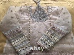 Nouveau costume original Suffuse organza blanc cassé lourdement brodé en 3 pièces - Grand