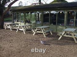 Nouvelle table de pique-nique de jardin de pub de 6 pieds faite à la main avec siège en bois durable FSC